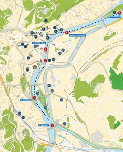Carte touristique de Liège pour la Navette Fluviale