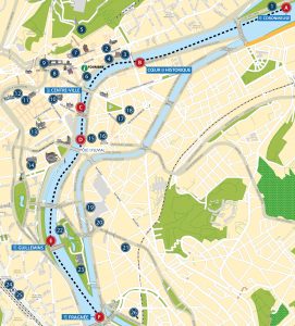 Carte touristique de Liège pour la Navette Fluviale